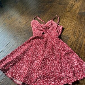 Red Floral Sleeveless Dress